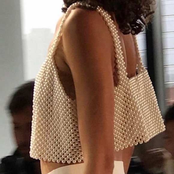 BEVZA Faux Pearl Crop Top XS - Picture 6 of 6